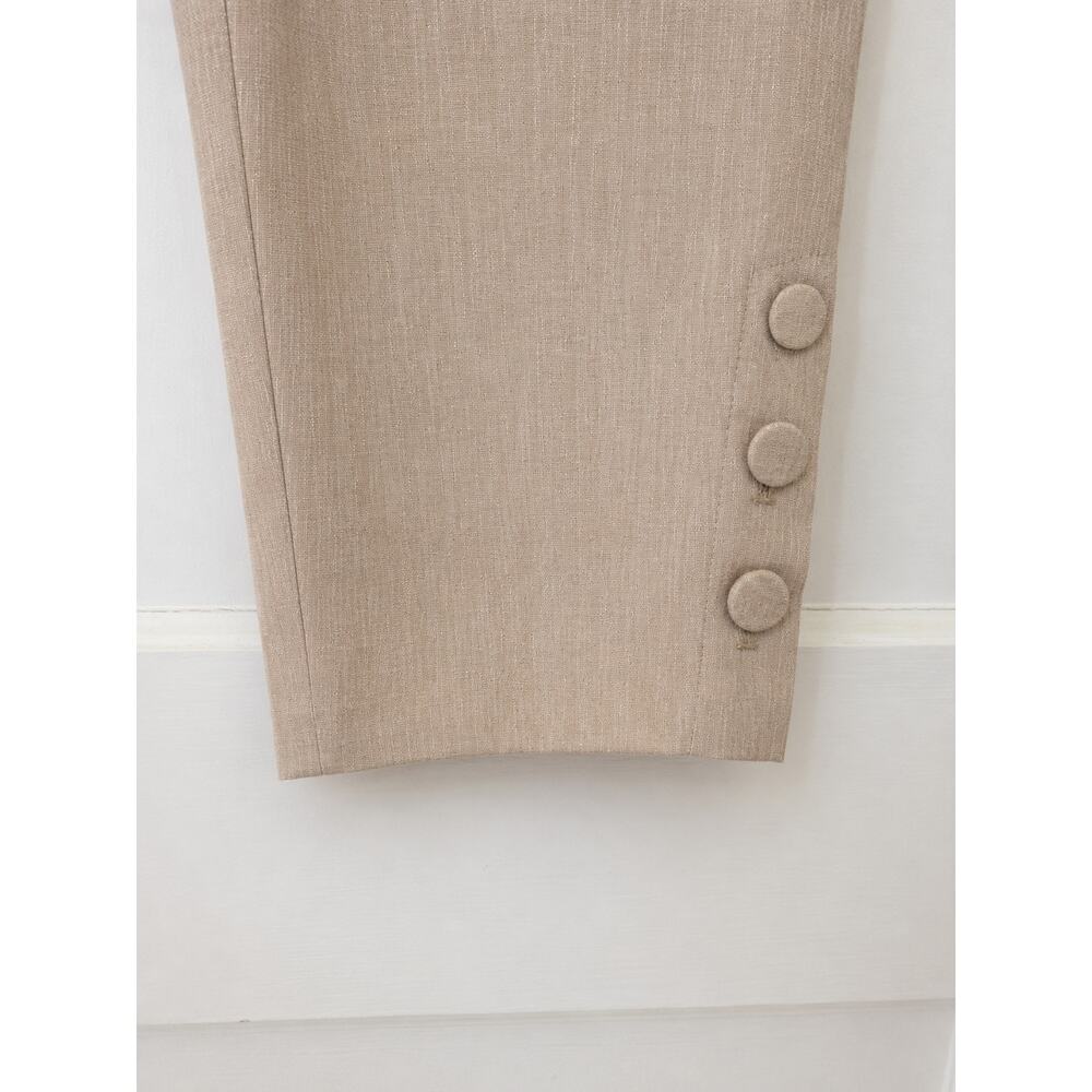 J.Jill Linen Stretch Pull-On Ankle Pants Button Hem Tan Beige Size Medium NWT - Picture 2 of 6